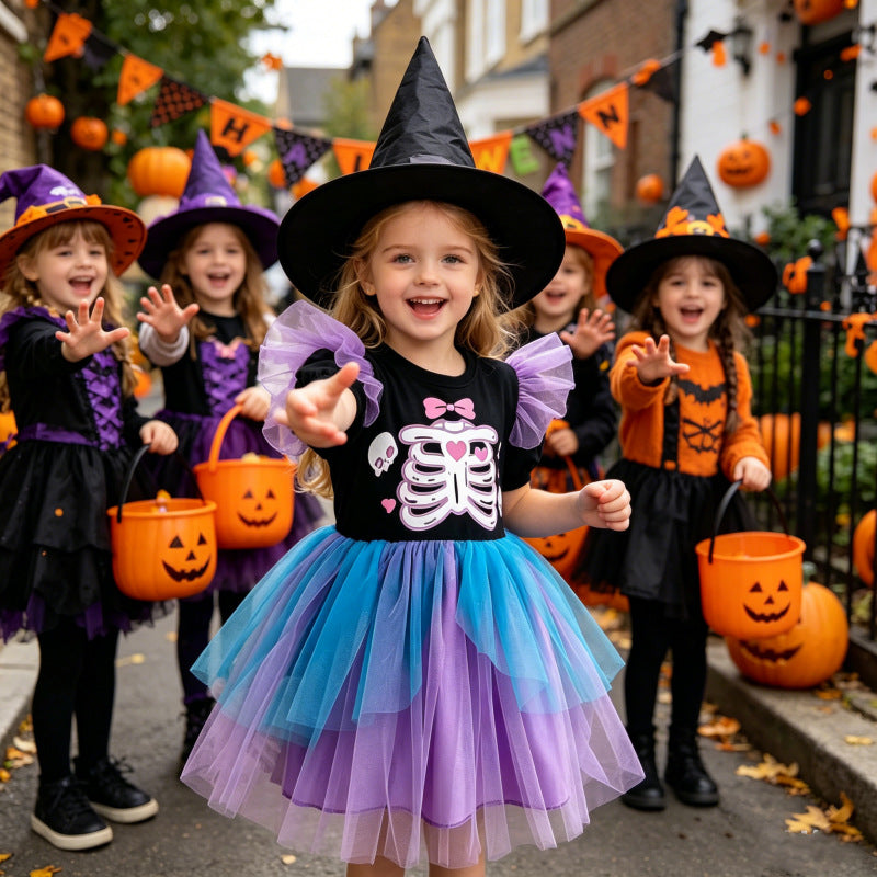 Halloween Skeleton Dress Tulle Dress-418