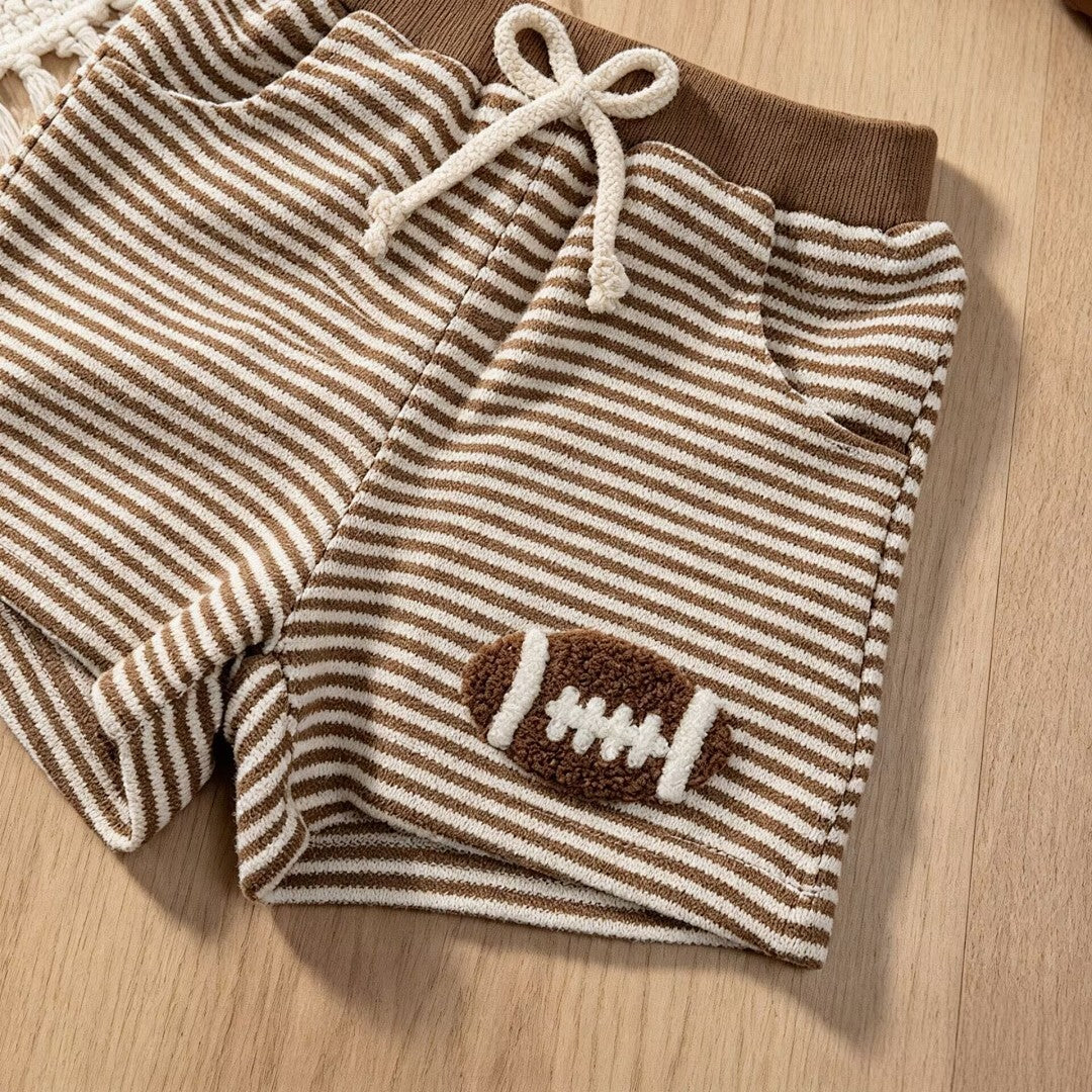 Boys' Football-Themed Short-Sleeve Shirt and Shorts Set-436