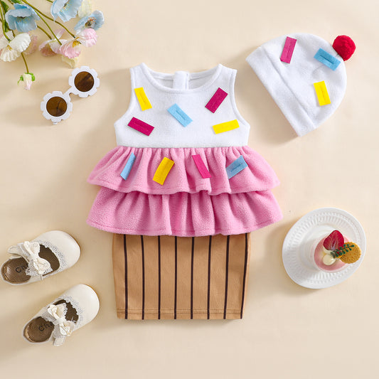 Baby Girl Cupcake Halloween Costume Dress with Hat-368