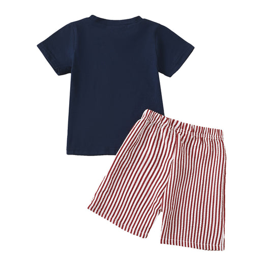 Boys' Independence Day Short-Sleeve Striped Set-439