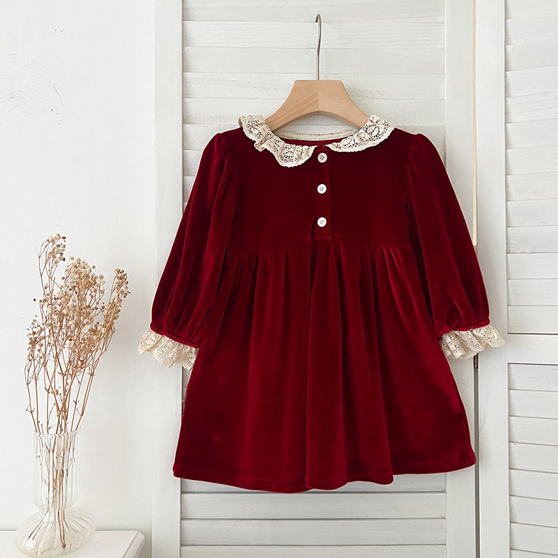 Red Velvet Dresses and Onesie for Baby Sisters-487