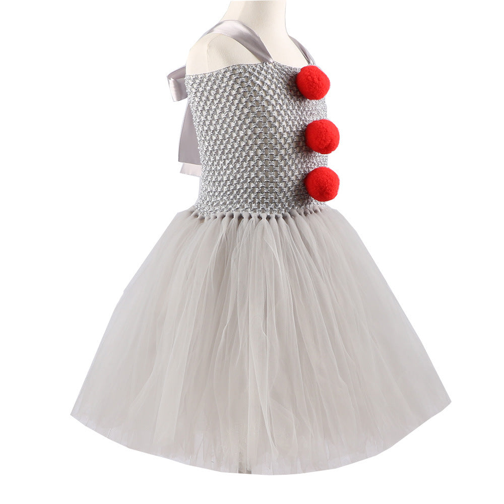 Clown Halloween Costume Tulle Princess Dress-327