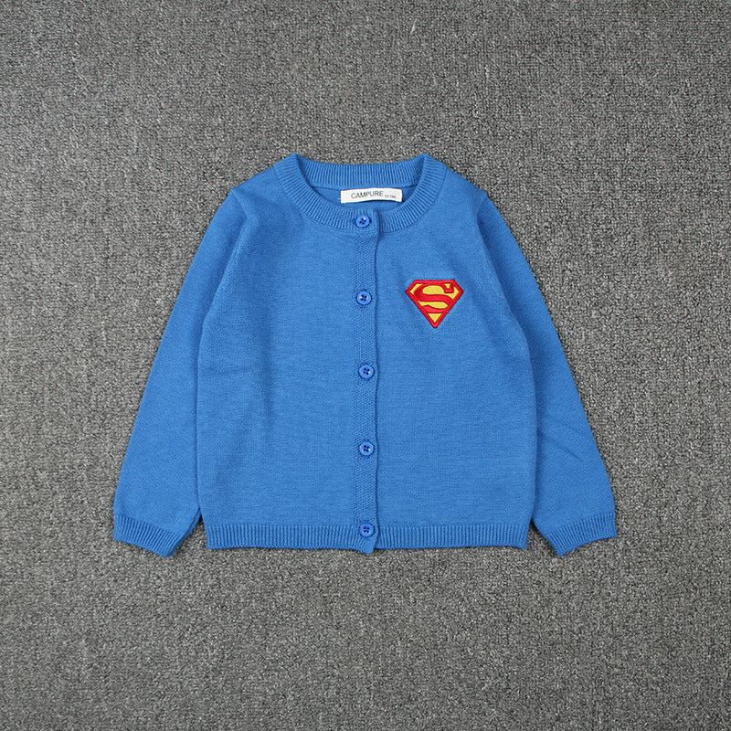 Boys Superhero Cartoon Knit Cardigan-274