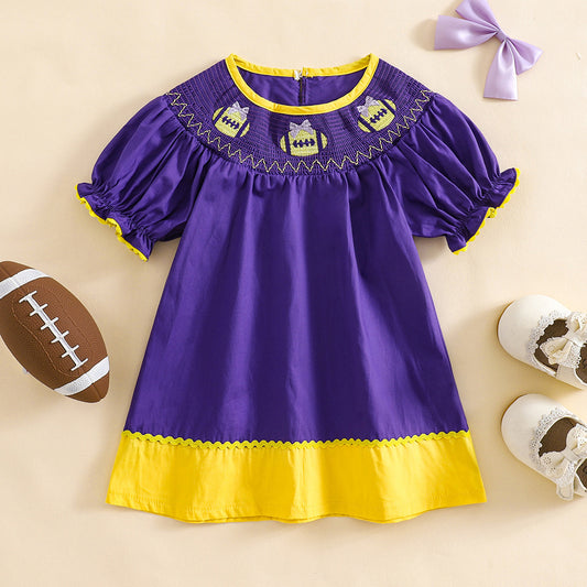 Toddler Girl Halloween Smocked Embroidery Dress Vintage Style-369