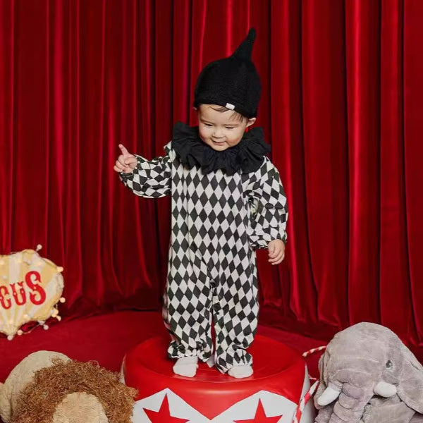 Baby Halloween Costume – Diamond-Harlequin Joker Romper With Hat-108