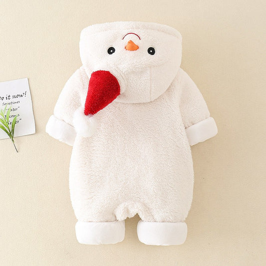 Baby Snowman Flannel Jumpsuit Winter Outfit-138