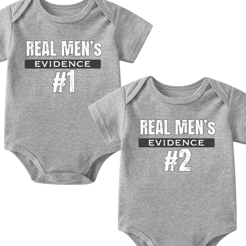 "Real Man's Evidence" Twin Baby Onesie Set | Dad & Baby Matching | 0-24M