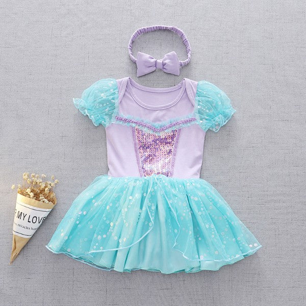 Mermaid Baby Girl Princess Onesie Dress Costume-176, Lilac / 12-18M Mermaid Baby Girl Princess Onesie Dress Costume-176, Lilac / 12-18M
