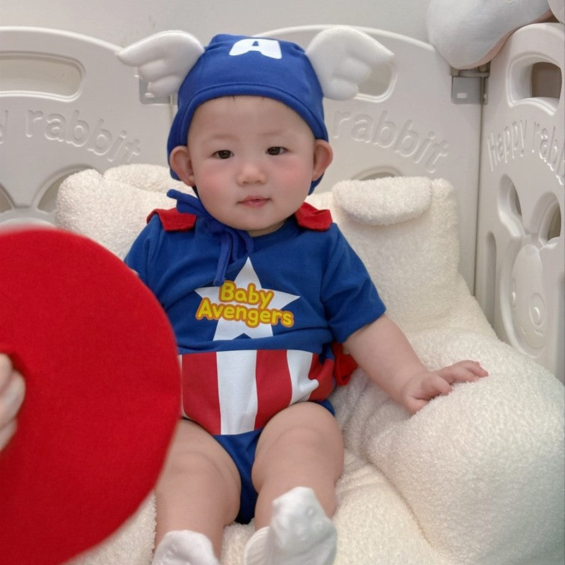 Captain America Baby Costume Onesie With Hat Cape and Shield -78