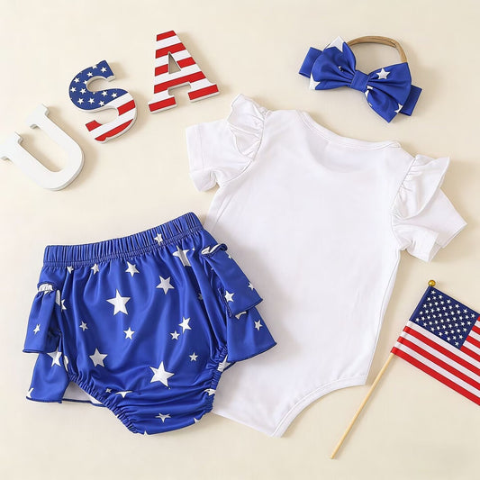 “My First 4th of July” Baby Girl T-shirt Romper Set-442