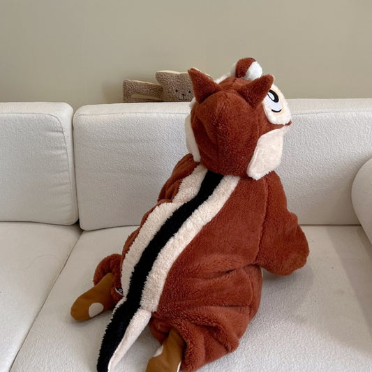 Baby Squirrel Costume Flannel Winter Onesie with Hood – Premium Zip-Up Romper-293