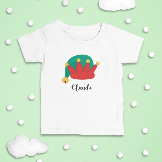 Custom Name Baby Onesie Kids T-shirt Christmas Santa Hat -252