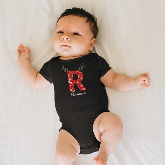 Custom Name Baby Onesie Christmas Alphabet-256