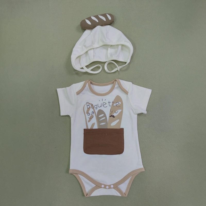 Baby Baguette Costume Infant Onesie French Bread Halloween Outfit Funny Food Costume with Hat -152