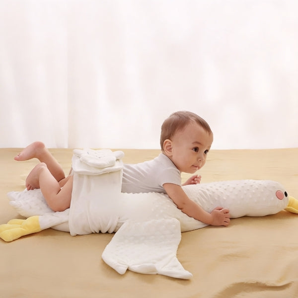 Baby Tummy Time Pillow White Goose Upgraded Colic Gas Relief Soothing Cushion Infant Support -161