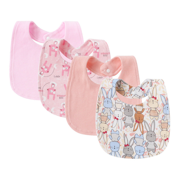 4-Piece Baby Bib Set Double Layer Pure Cotton Square Bibs-316