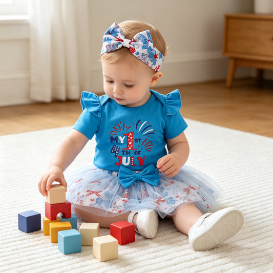 U.S. Independence Day Baby Girl National Day Onesie and Tulle Skirt Set-437