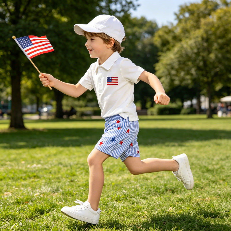 Independence Day Baby Boy Polo Shirt and Shorts Set-447