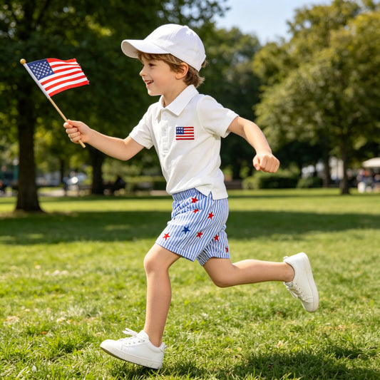 Independence Day Baby Boy Polo Shirt and Shorts Set-447