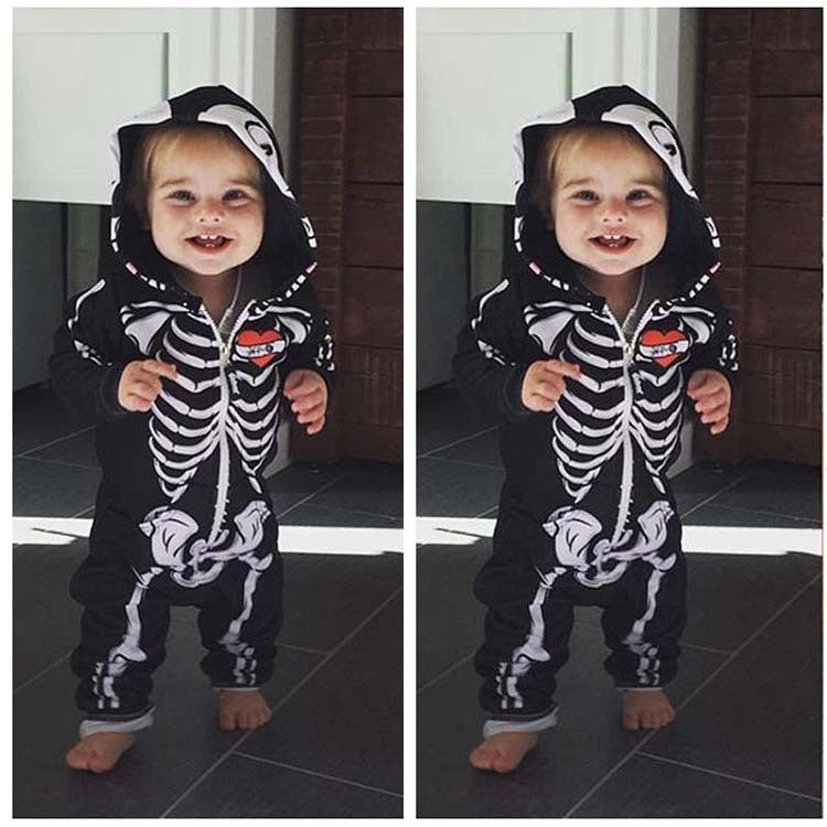 Baby Toddler Skeleton Print Halloween Romper Onesie-155