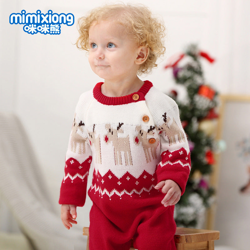 Baby Christmas Knit Onesie-496