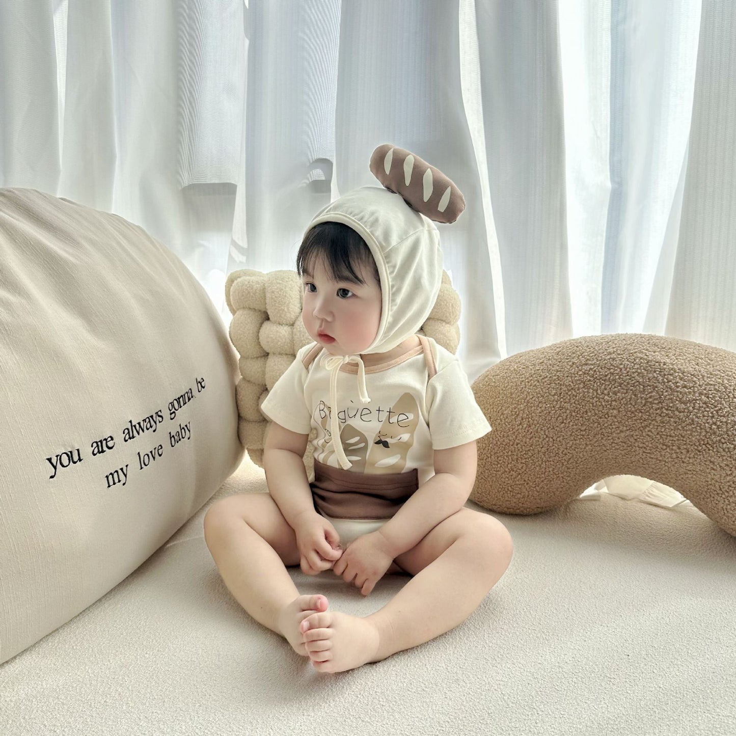 Baby Baguette Costume Infant Onesie French Bread Halloween Outfit Funny Food Costume with Hat -152
