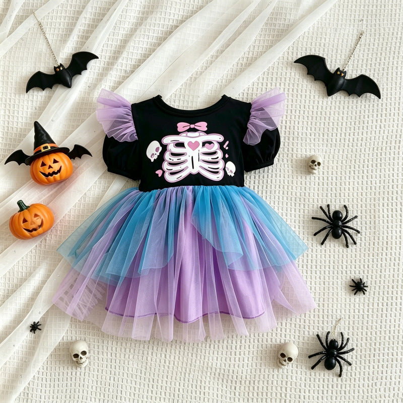 Halloween Skeleton Dress Tulle Dress-418