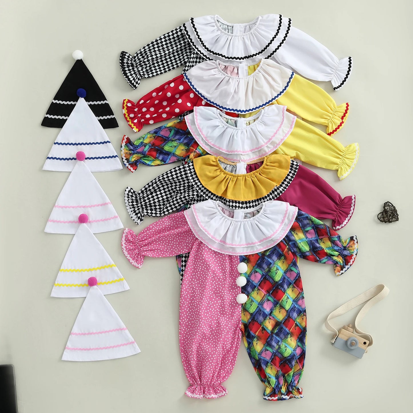 Baby Clown Halloween Costume, Plush Romper Zip Up Jumpsuit-484