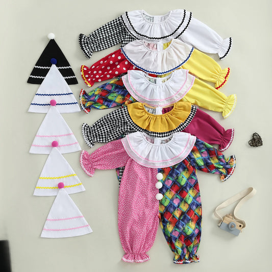 Baby Clown Halloween Costume, Plush Romper Zip Up Jumpsuit-484