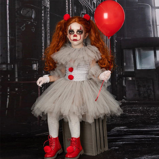 Clown Halloween Costume Tulle Princess Dress-327