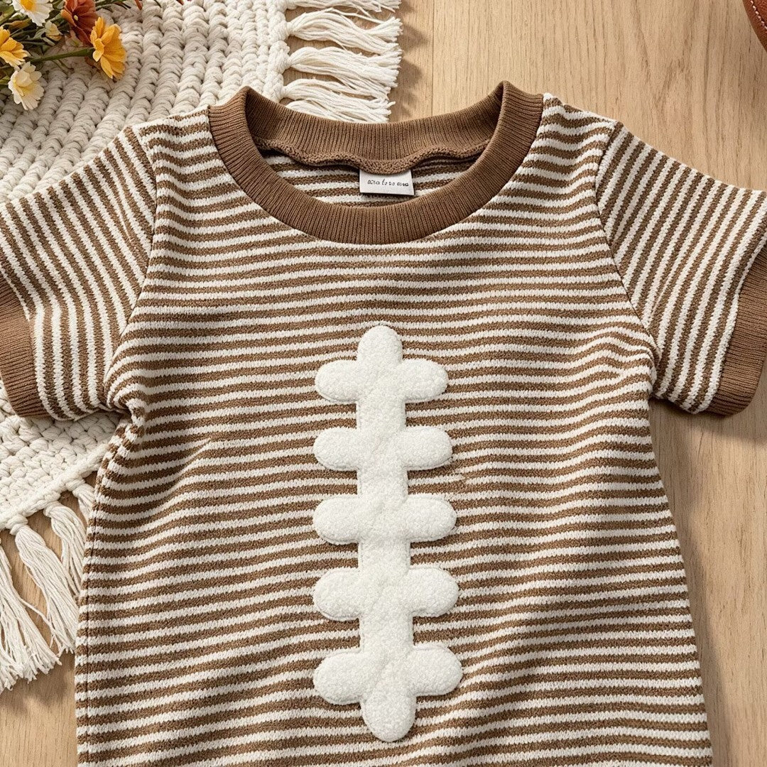 Boys' Football-Themed Short-Sleeve Shirt and Shorts Set-436