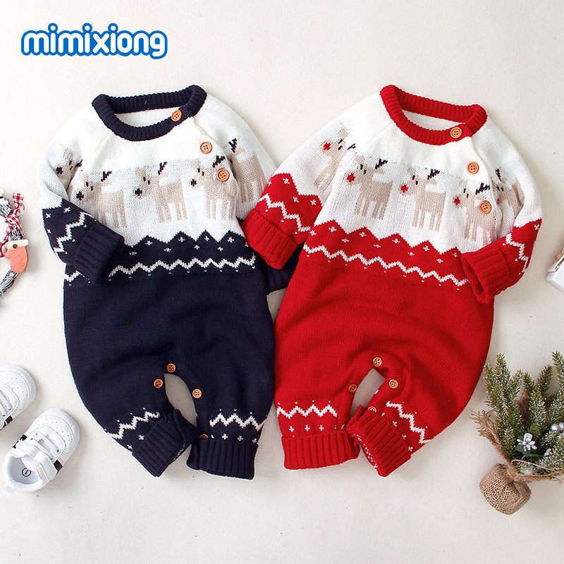 Baby Christmas Knit Onesie-496