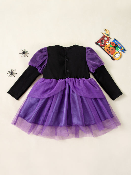 Baby Girl Halloween Witch Tulle Dress – Purple Princess-154