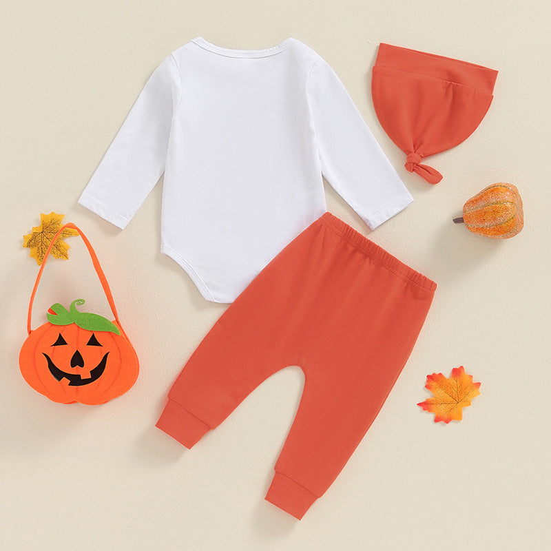 "Daddy's Pumpkin" Baby Halloween 3-Piece Set – Onesie, Pants & Hat-354