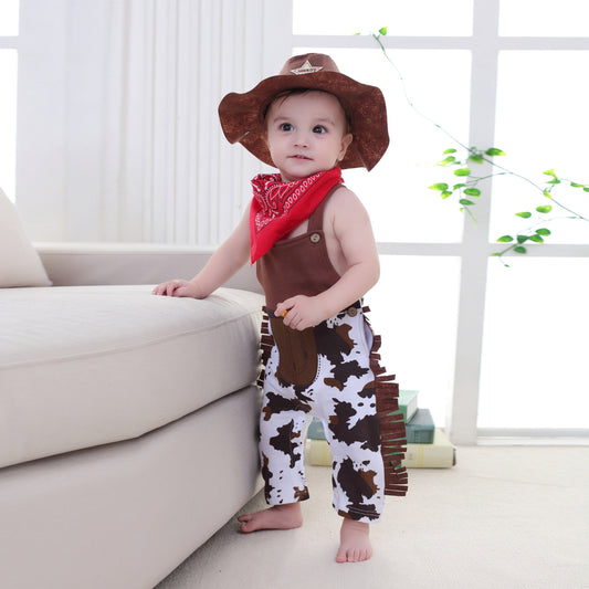 Baby Cowboy Costume 3-Piece Cosplay Outfit – Hat, Scarf & Overalls-134