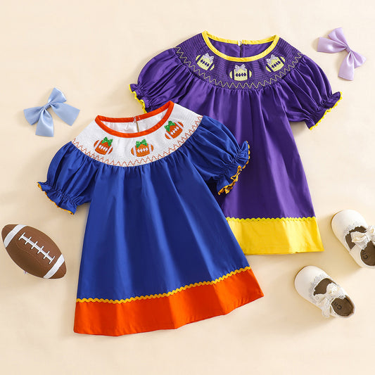 Toddler Girl Halloween Smocked Embroidery Dress Vintage Style-369