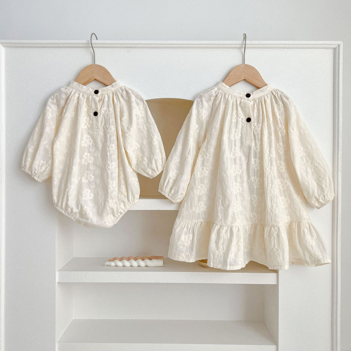 French Embroidered Dresses and Onesie for Baby Sisters-479