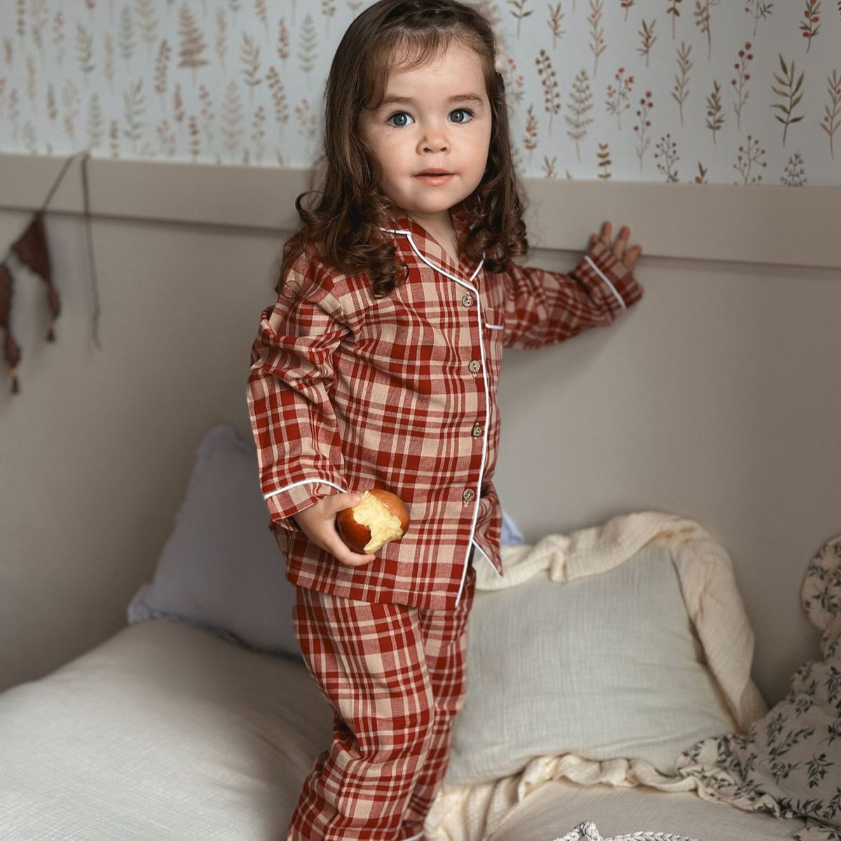 Toddler 100% Cotton Checkered Pajamas Loungewear-318