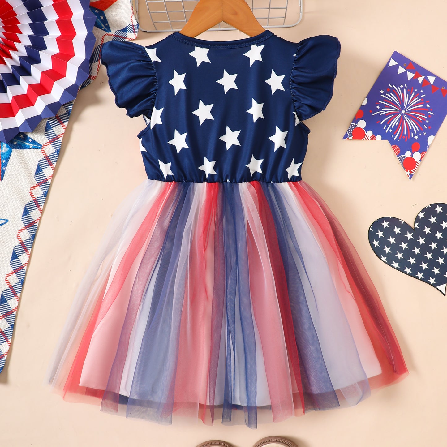 4th of July Girls Tulle Dress | Stars & Stripes Patriotic Dress Toddler