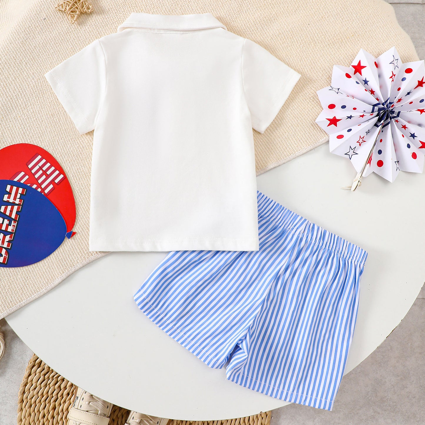 Independence Day Baby Boy Polo Shirt and Shorts Set-447