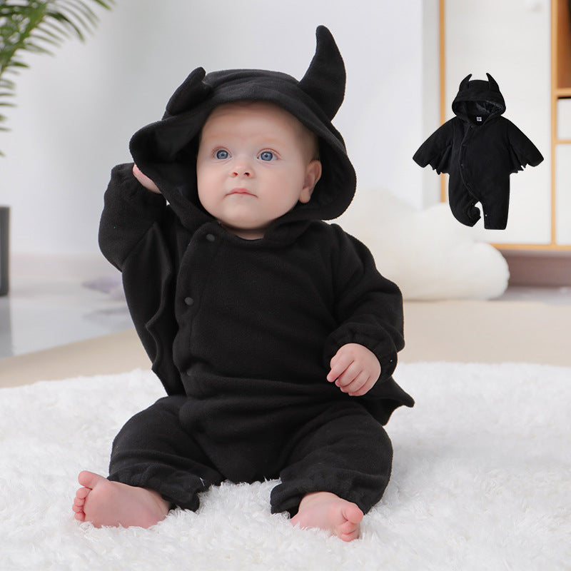 Baby Bat Jumpsuit Costume Outfit – Halloween Infant Onesie with Hood & Wings-100