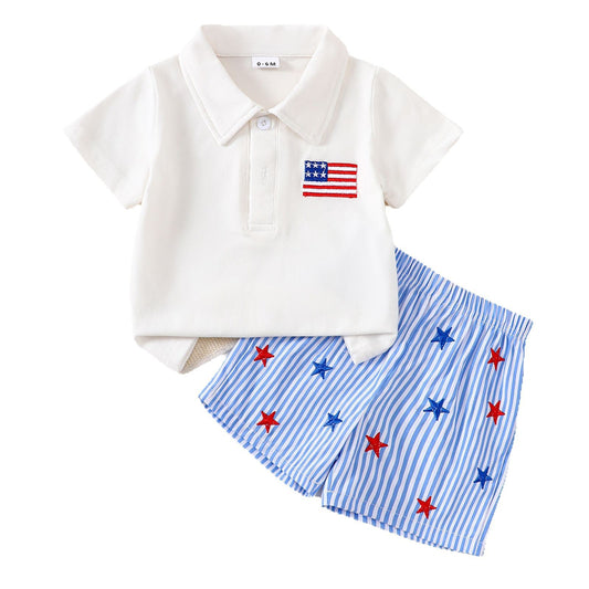 Independence Day Baby Boy Polo Shirt and Shorts Set-447