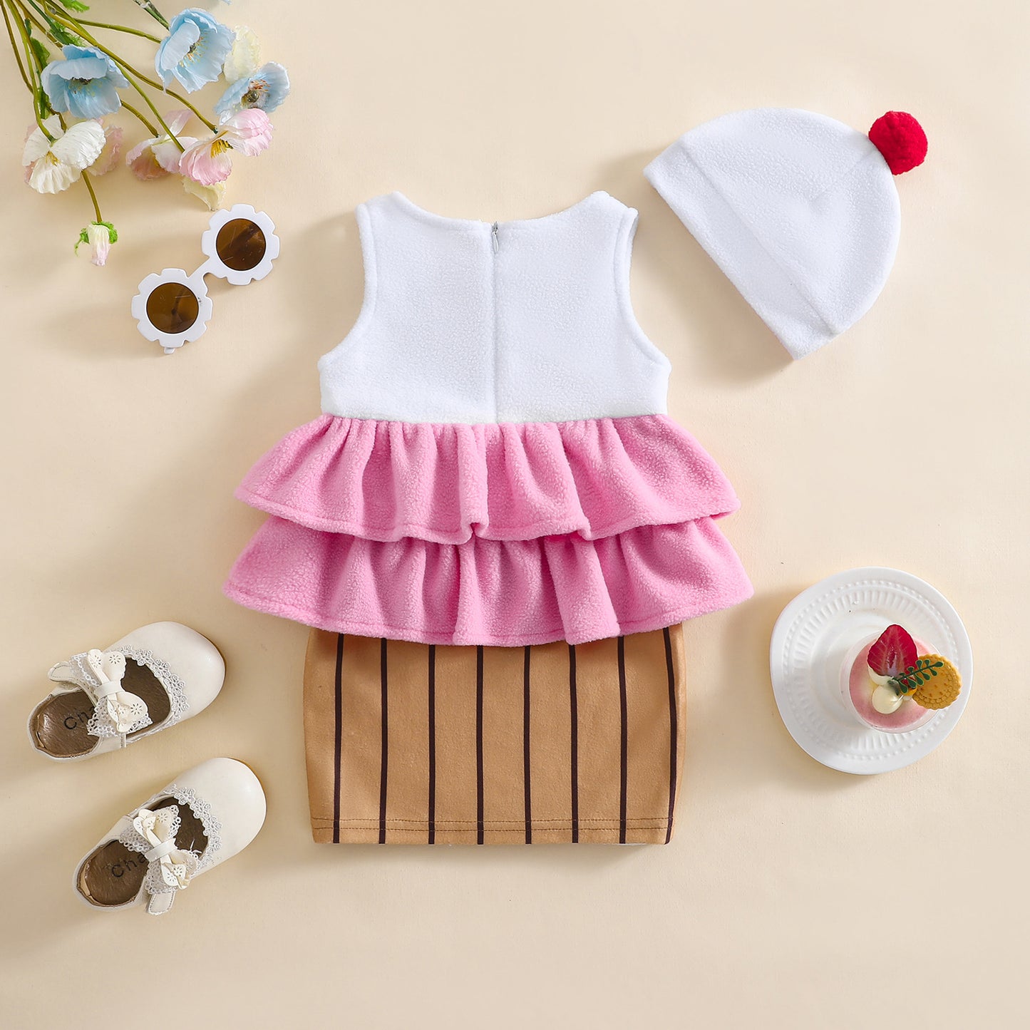 Baby Girl Cupcake Halloween Costume Dress with Hat-368