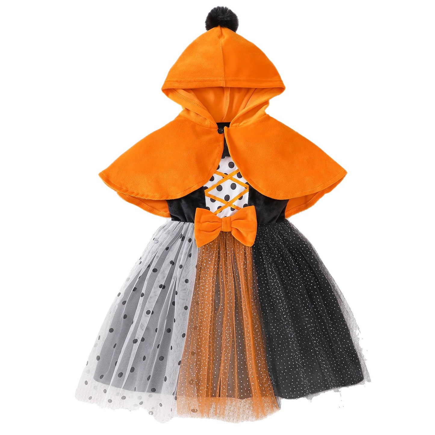 Halloween Hooded Cape and Tulle Dress Two-Piece Set-417