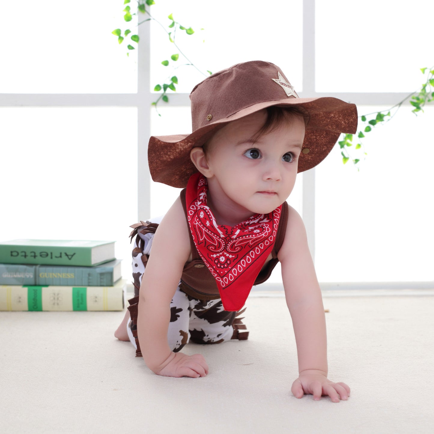 Baby Cowboy Costume 3-Piece Cosplay Outfit – Hat, Scarf & Overalls-134