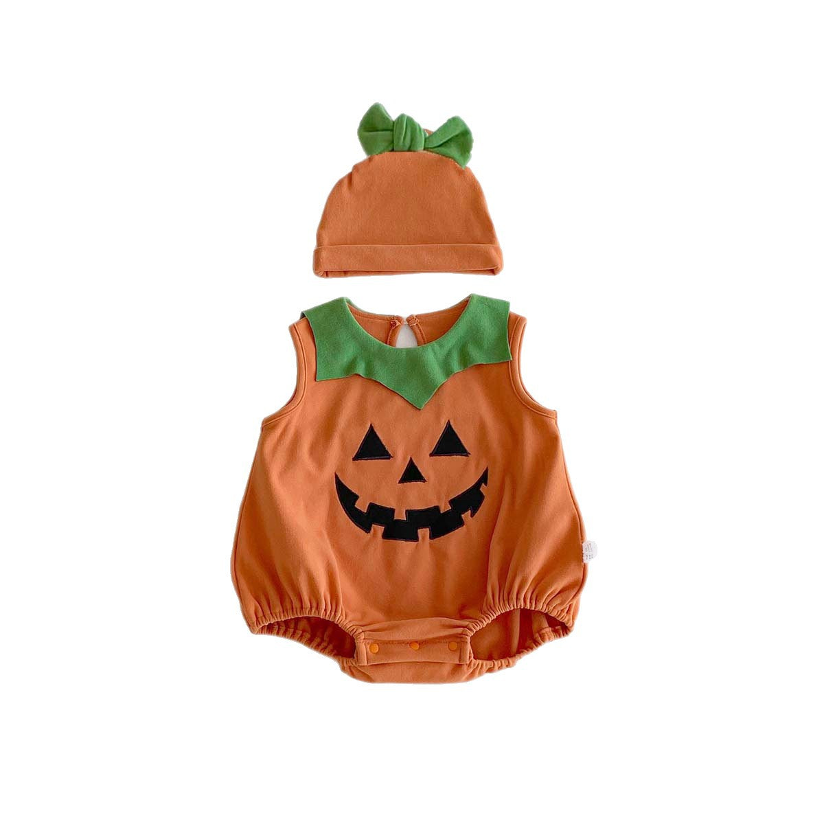 Baby Pumpkin Halloween Costume | Orange Onesie with Hat | 0–12 Months