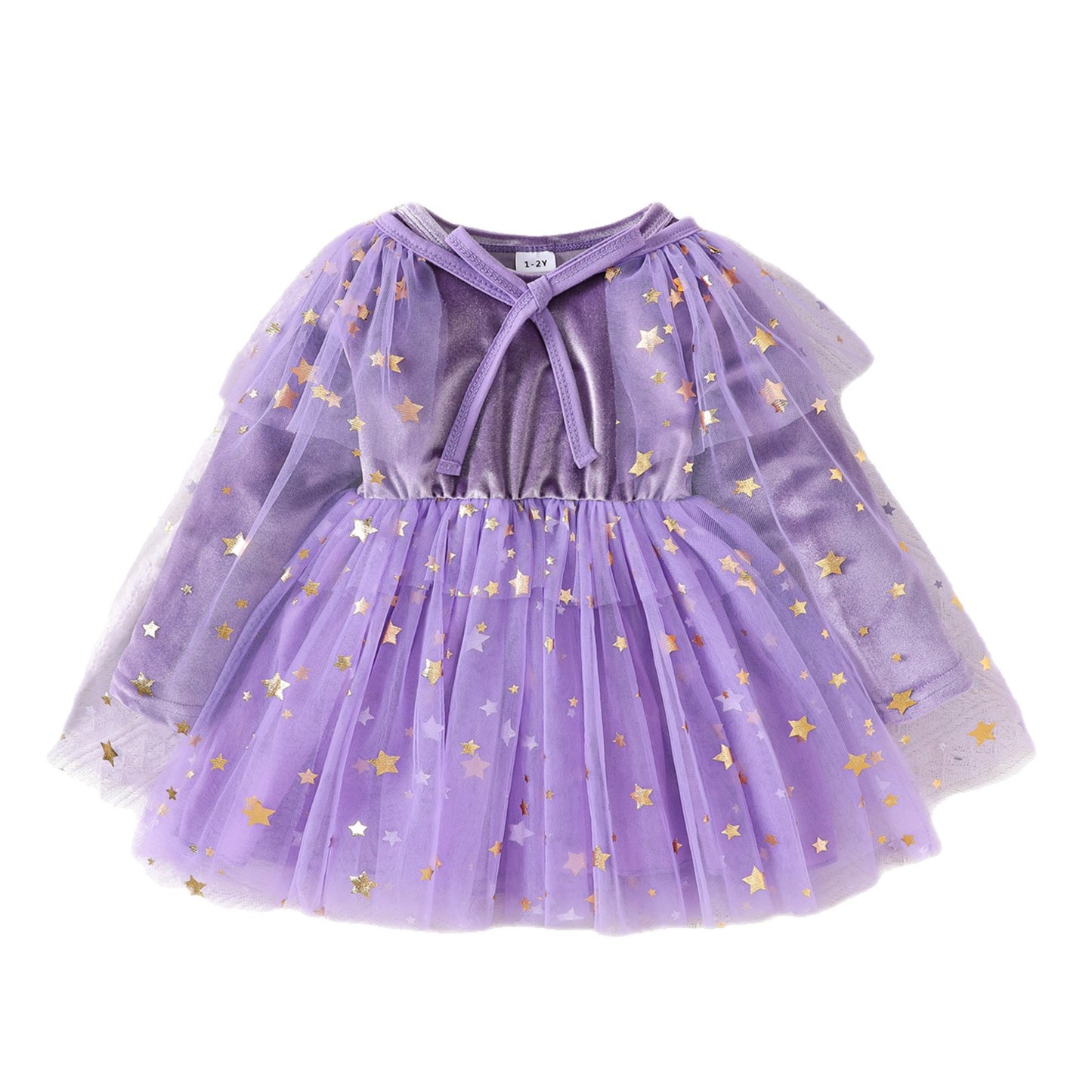 Halloween Star-Print Tulle Dress Cape Set-433