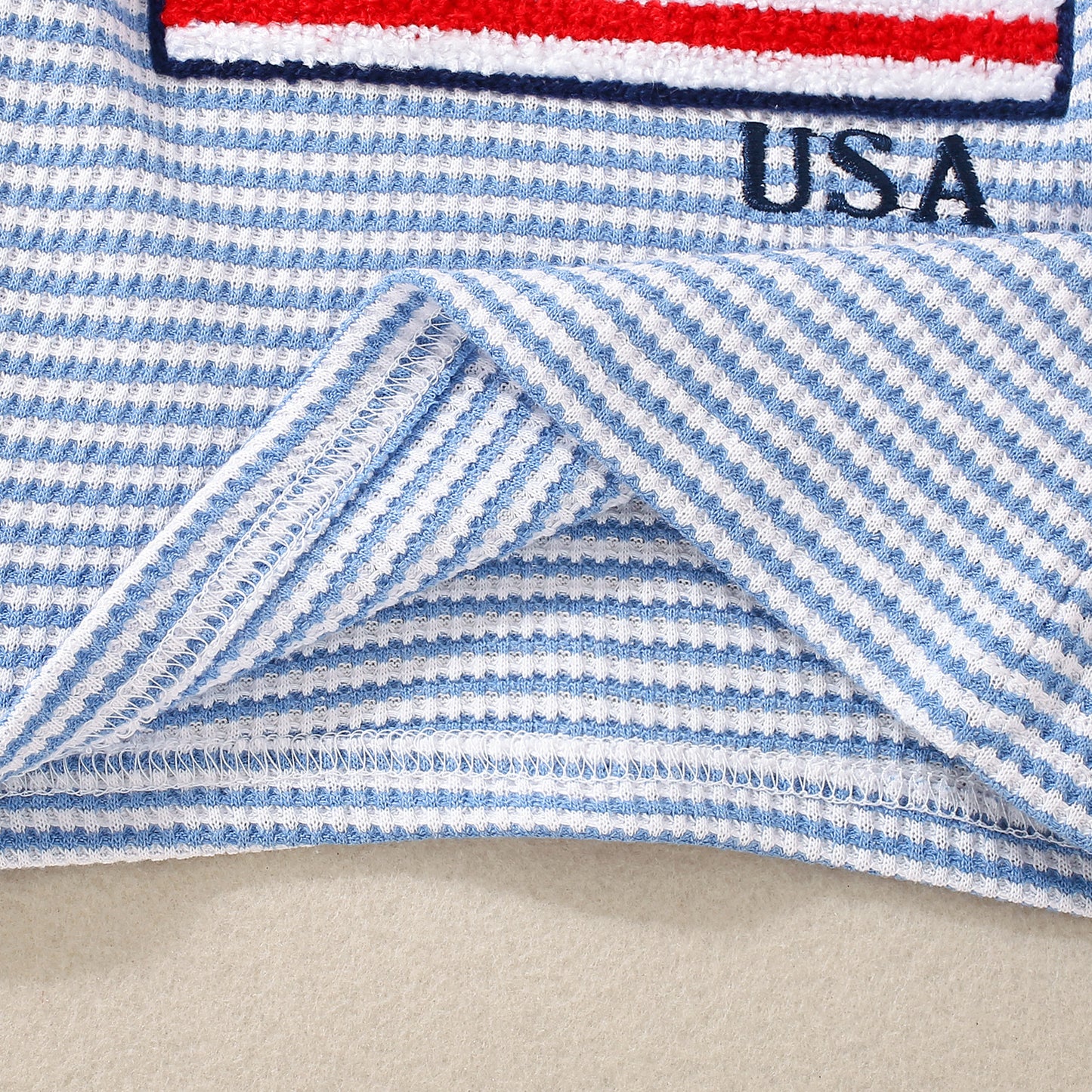 Unisex Baby Outfit: Independence Day Waffle Weave Shirt and Shorts-438