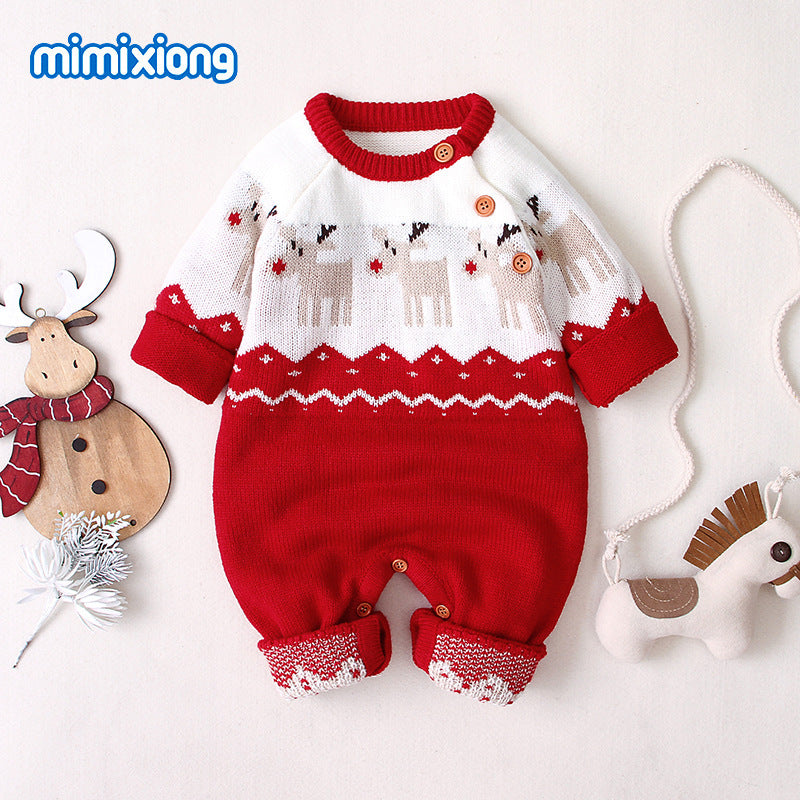 Baby Christmas Knit Onesie-496