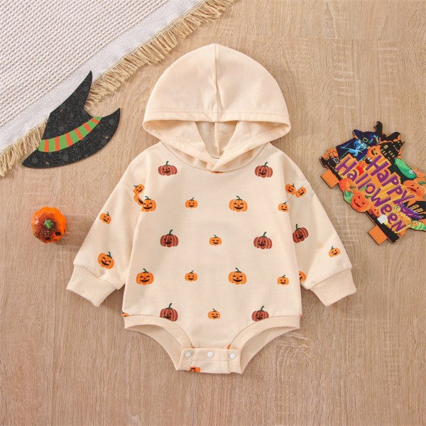 Baby Pumpkin Print Pattern Romper Costume Sweatshirt-155